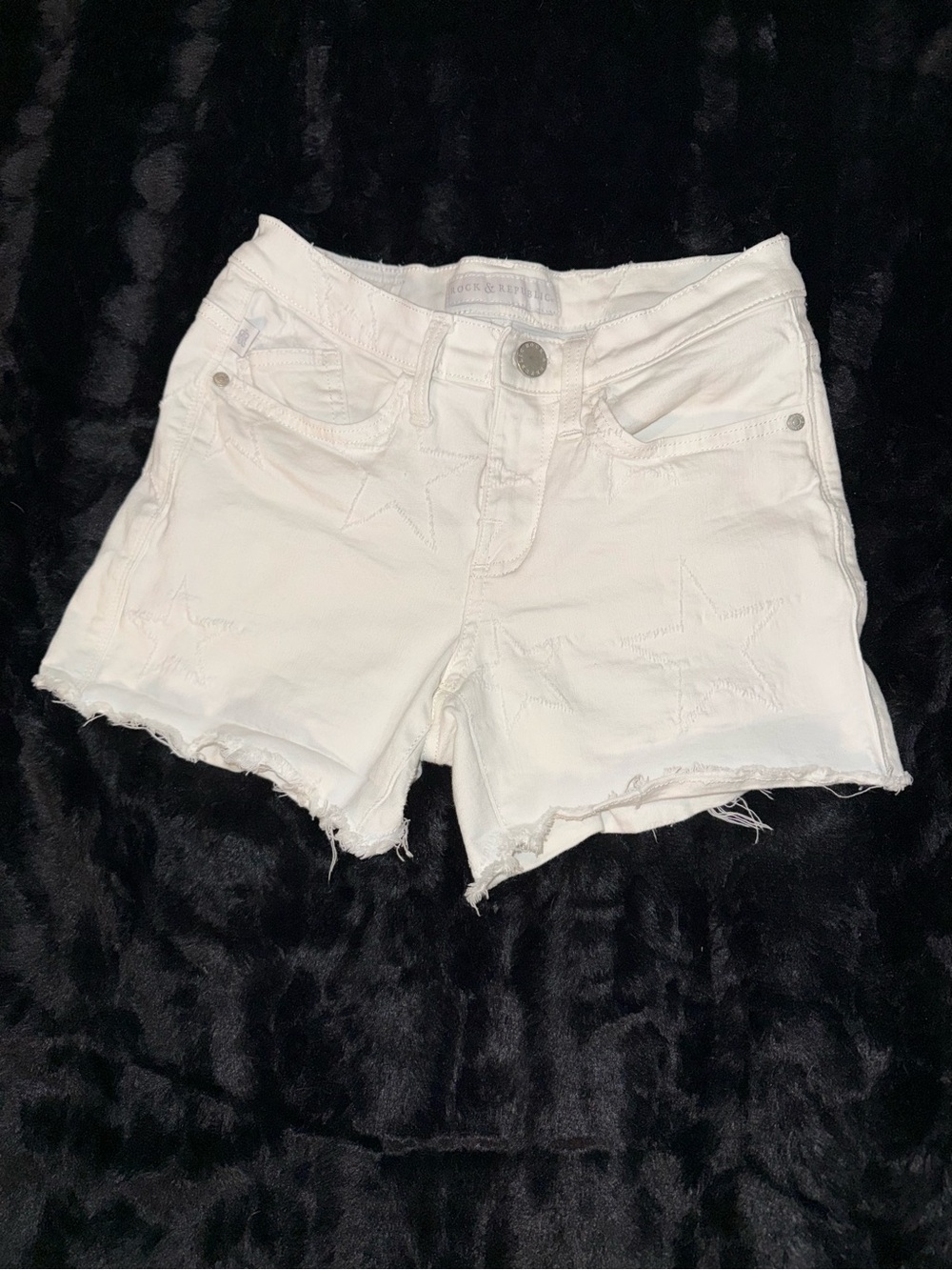 Rock & Republic White Star-Detail Denim Shorts